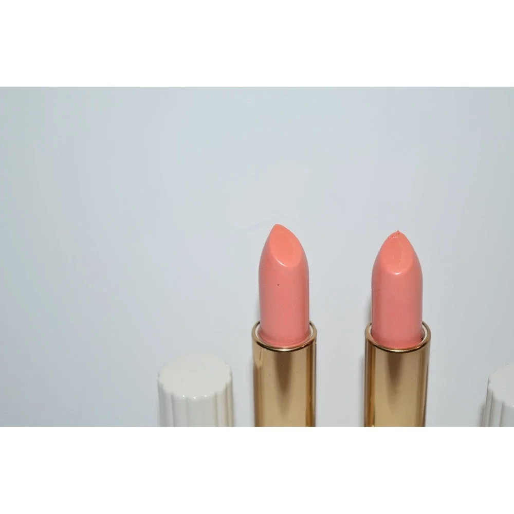 Vtg Estee Lauder All-Day‎ Lipstick Pink White Fluted Tube discontinued 2pcs